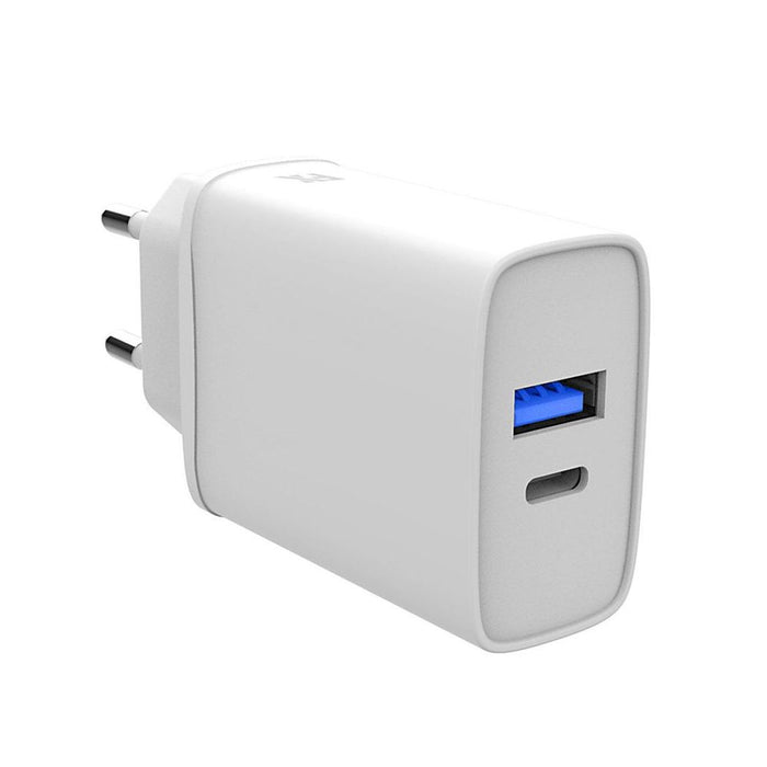 FX Dual EU Charger USB-C & USB-A, White - Compact, Portable & Travel-Friendly