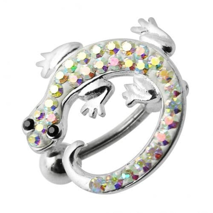 Fancy Jeweled Colorful Lizard Dangling Navel Ring