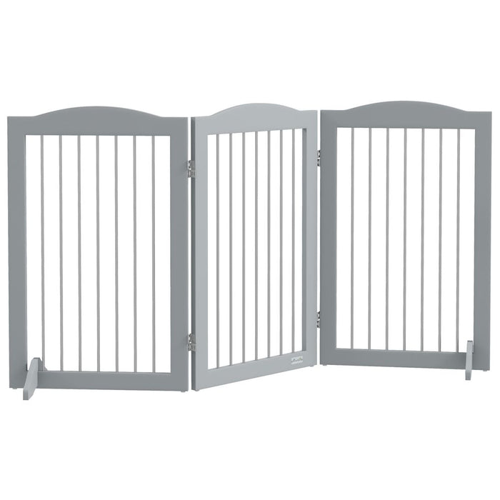 Premium PawHut Dog Gate - Foldable & Freestanding - High Quality - Grey