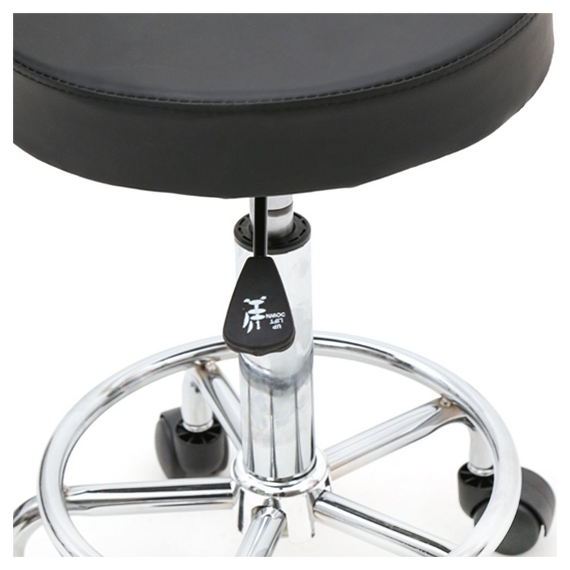 Round Shape Adjustable Salon Stool with Back Black