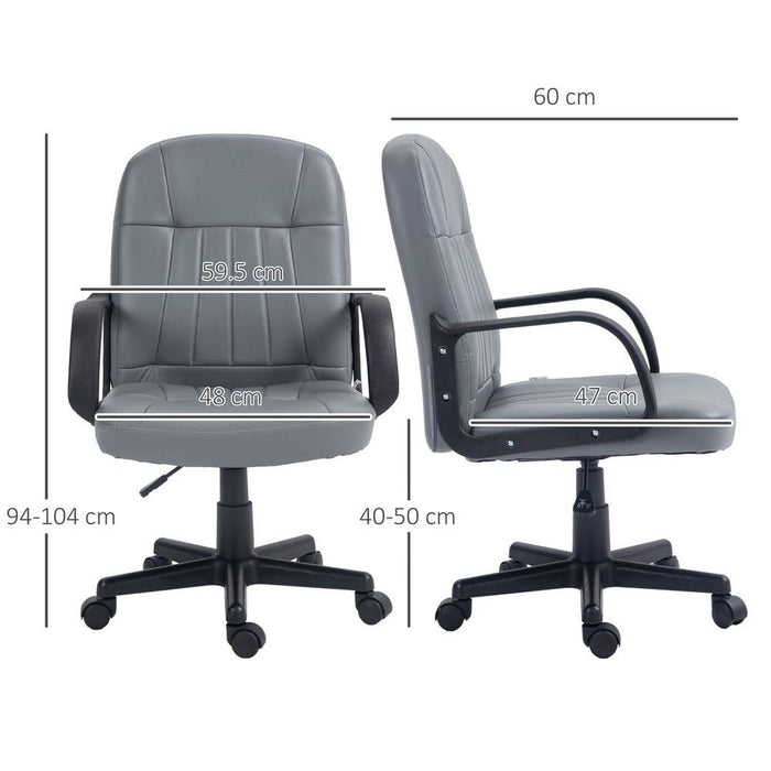 HOMCOM PU Leather Office Chair: Swivel, Mid-Back, Grey - Premium Quality for Stylish and Comfortable Working