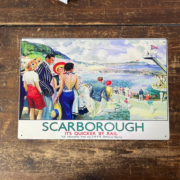 British Railways Retro Advertising Sign - Scarborough Vintage Metal