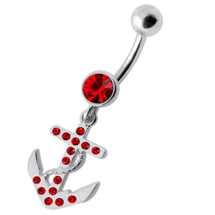 Fancy Jeweled Anchor Dangling Belly Ring