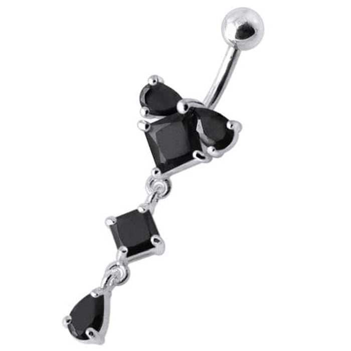 fashionable Jeweled Dangling With SS Bar Navel Body Jewelry Ring