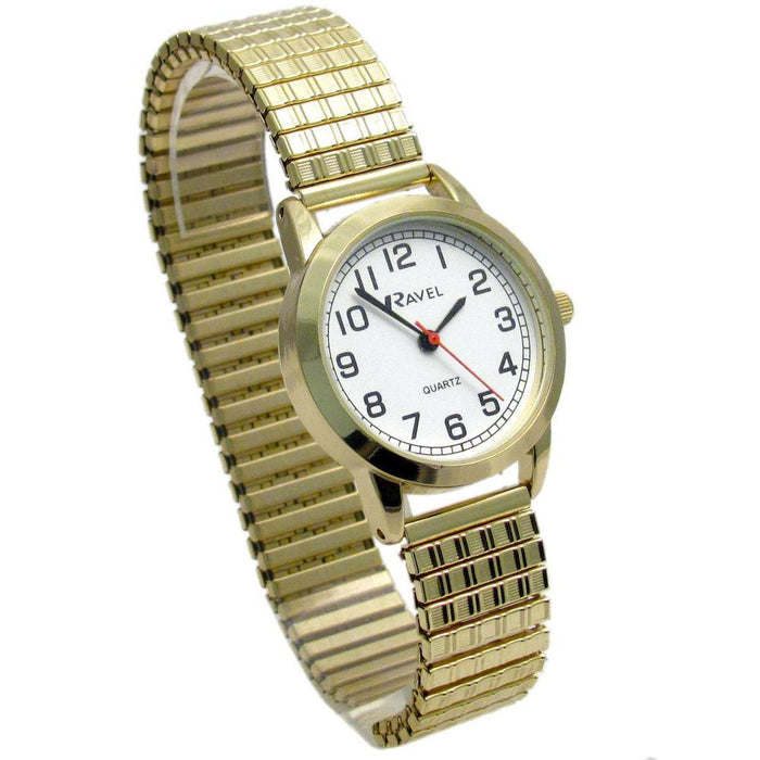 Ravel Ladies White Dial Gold Bracelet Watch - Easy Read, Comfort Fit, Bold Numbers - R0232.02.2