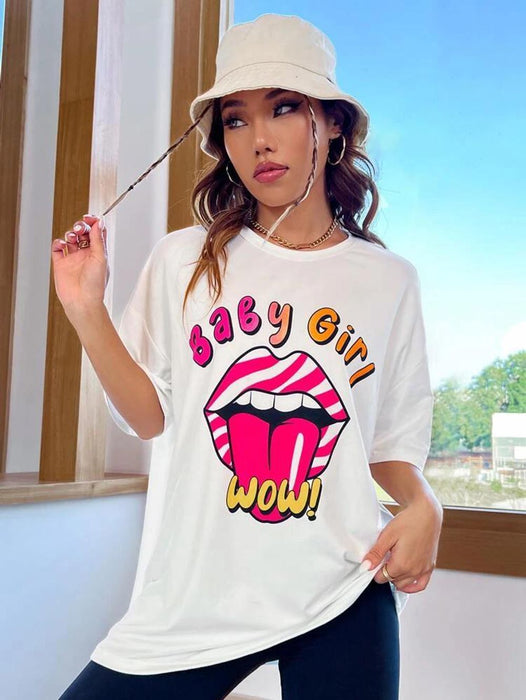 Ladies Baby Girl Printed Oversized T Shirt Top