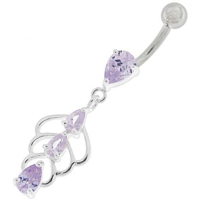 Triple Stone Jeweled Joining Belly Ring