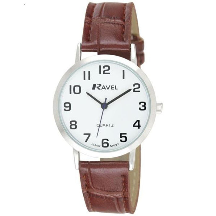 Premium Ravel Men's Brown/Silver Classic Strap Watch - Top Quality, Stylish & Durable