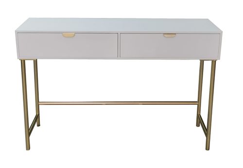 120CM WHITE WOODEN 2 DRAWER SIDE TABLE