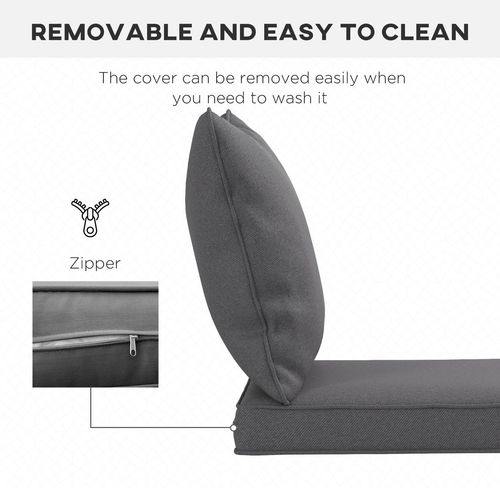 Outsunny One-piece Outdoor Back and Seat Cushion for Garden, Charcoal Grey