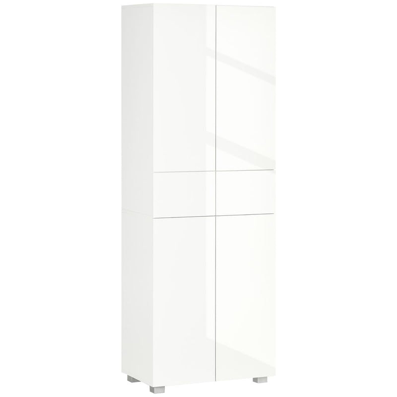 4-Door Kitchen Cupboard Freestanding Storage Cabinet w/ Shelves & Drawers White