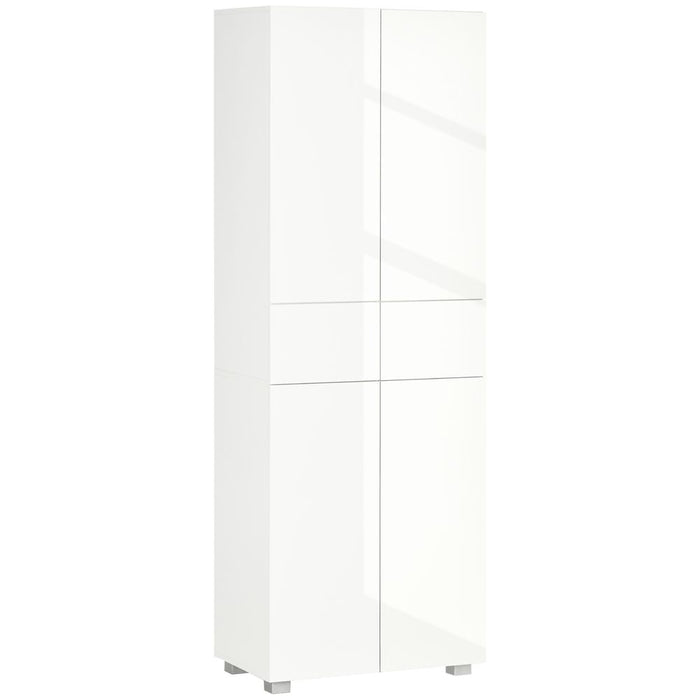 4-Door Kitchen Cupboard Freestanding Storage Cabinet w/ Shelves & Drawers White