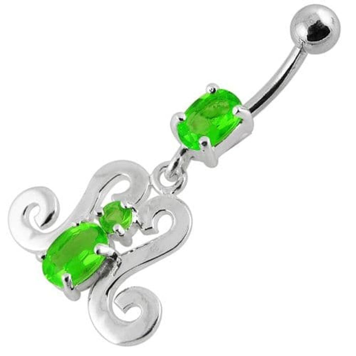 Fancy Dangling Belly Ring With SS Curved Bar