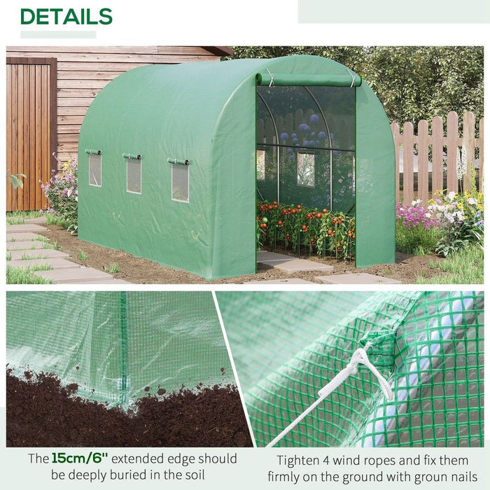 High-quality 3.5x3x2m Polytunnel Greenhouse Tent w/ PE Cover - Perfect for Home Gardening!