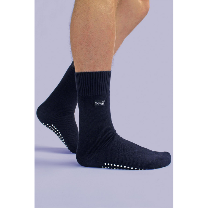 THMO Mens Slipper Socks - Warm, Cozy, Anti-slip Grip - Black/Navy - Size 6-11 UK 7-12 US 39-45 EU