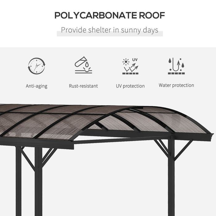 Premium 5x3m Hardtop Aluminum Gazebo Pergola | Brown | Polycarbonate Roof