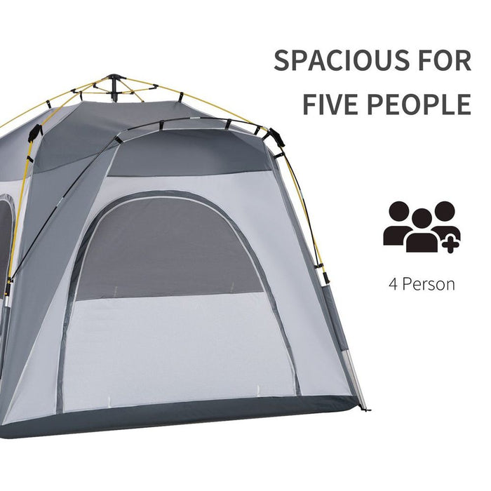 Outsunny 4-Person Pop Up Tent, Green - Easy Set Up, Durable Shell, Spacious Camping Shelter