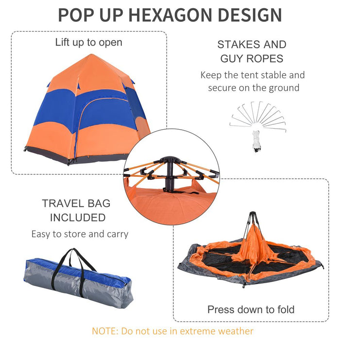 Premium 4 Person Pop Up Tent: Camping, Festival, Hiking - Family Shelter, Portable - Outsunny