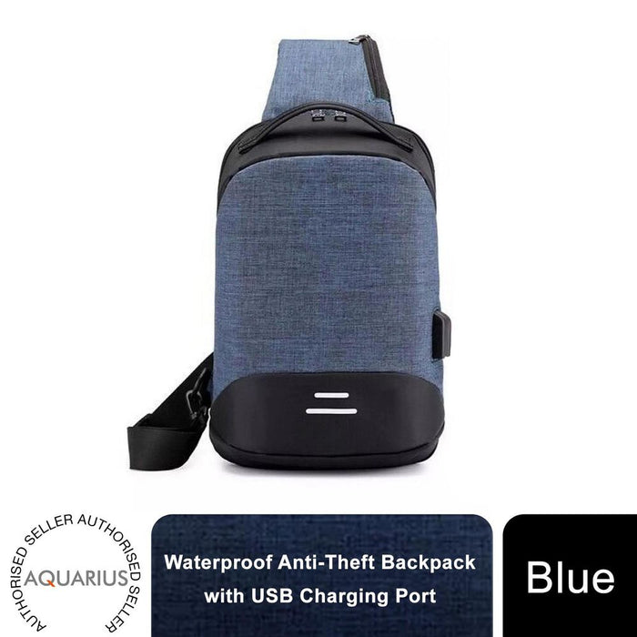 Aquarius Waterproof Anti-Theft USB Laptop Backpack - Travel School Bag