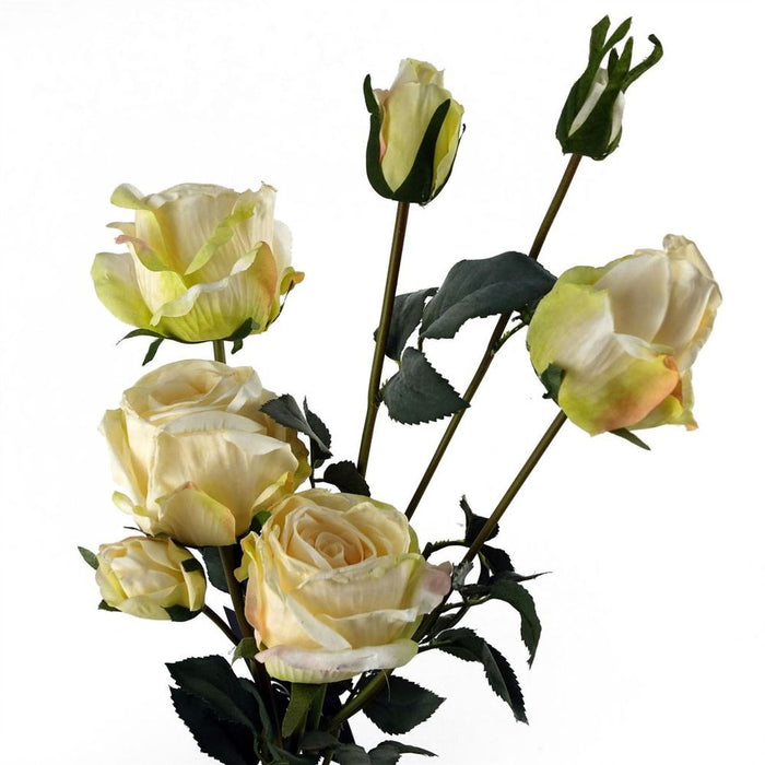 60cm Cream Rose Artificial Flowers Spray - 4 Flowers 3 Buds