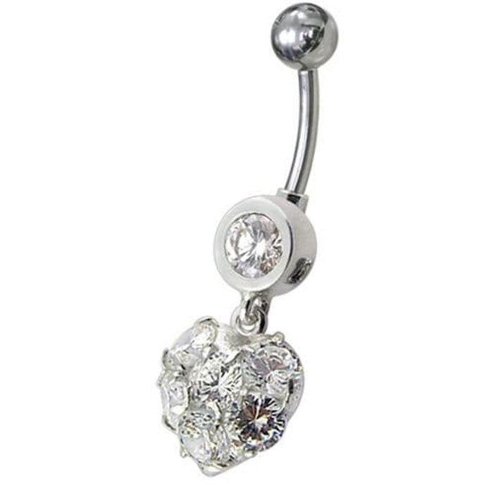 Fancy  Heart Dangling Belly Ring