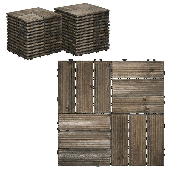 Pack of 27 Interlocking Decking Tiles 30x30cm Outdoor Flooring, 2.5?, Grey