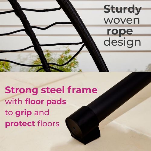 Neo Black Hanging Swing Egg Chair With Cushions