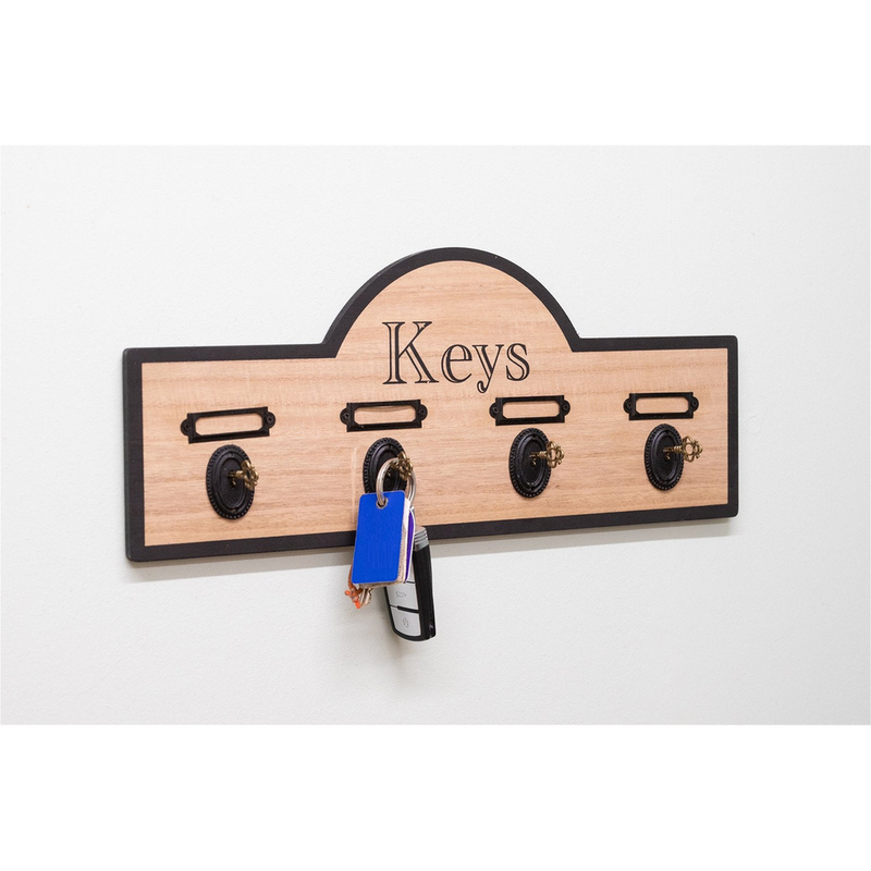 Premium Wooden Board w/ 4 Key Design Hooks