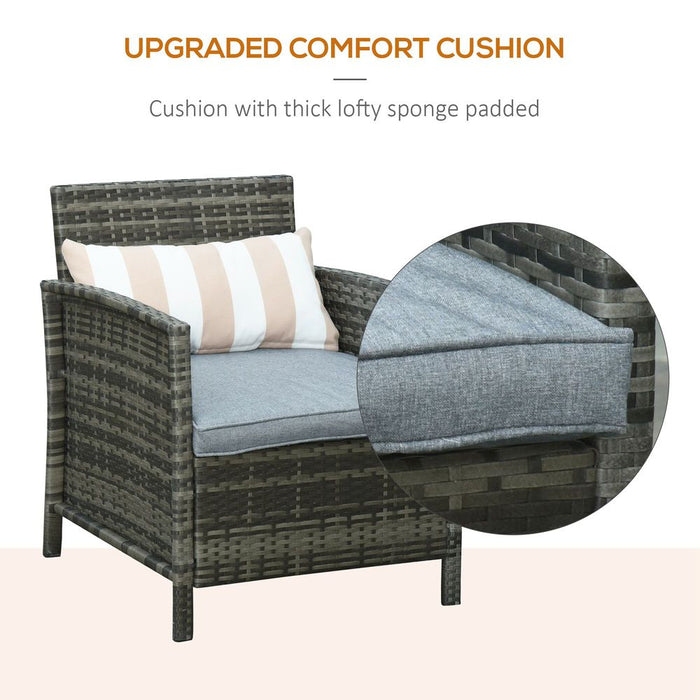 Outdoor Rattan 2-Seater Set - Grey, Pillows Included