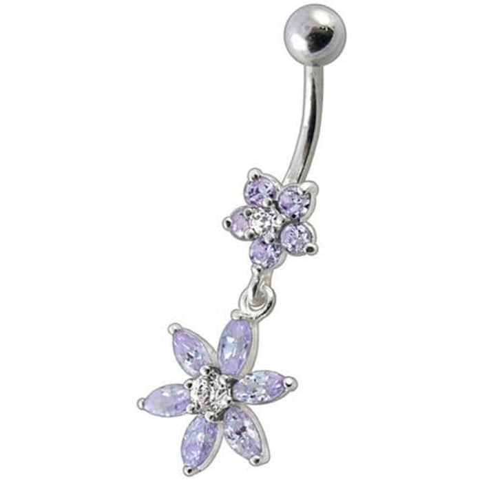 Fancy Flower Dangling Navel Ring