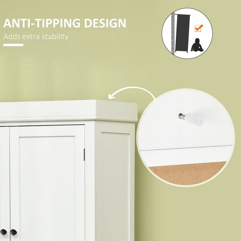 Freestanding Kitchen Cupboard, 6-Tier Cabinet Organizer w/ 4 Adjustable, White