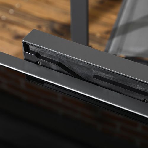 Extendable Outdoor Dining Table Patio Table with Aluminium Frame Black