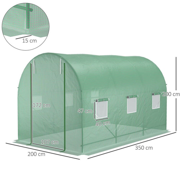 High-quality 3.5x3x2m Polytunnel Greenhouse Tent w/ PE Cover - Perfect for Home Gardening!