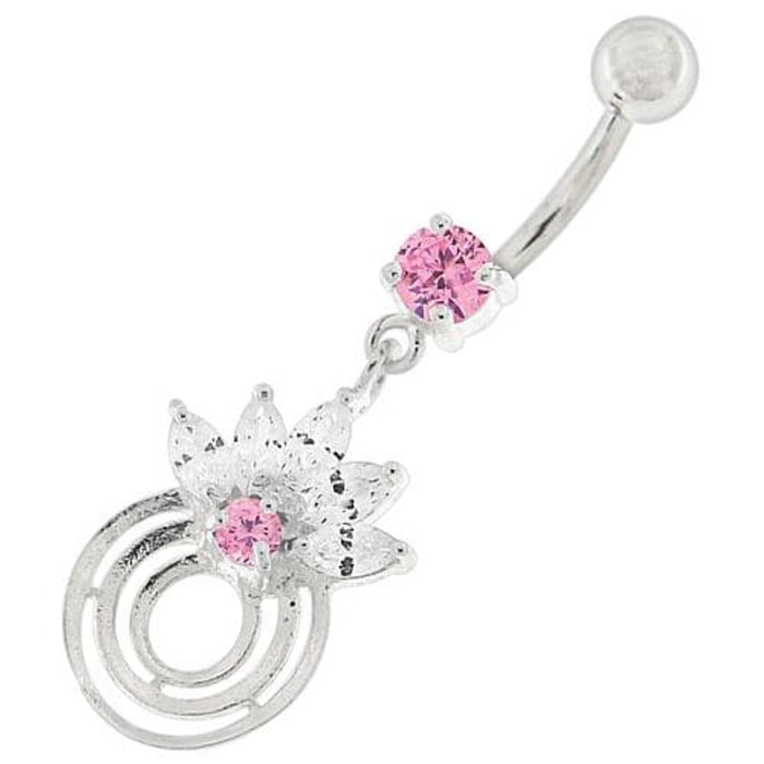 Round Circle with Crown Dangling Belly Ring