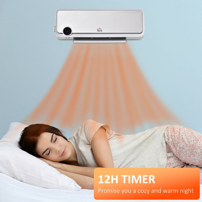 Wall Mounted Downflow Ceramic Heater with 12h  Timer, Remote