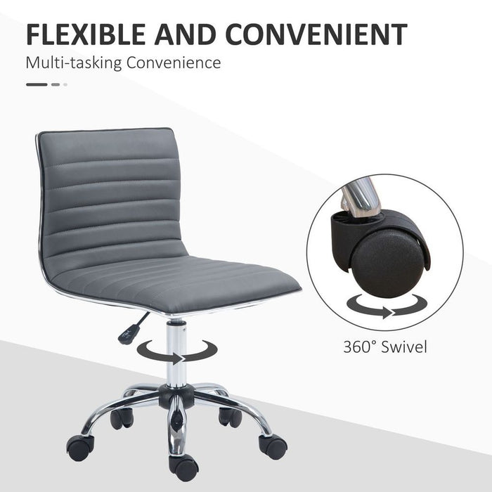 Premium Ergonomic Dark Grey Office Chair: HOMCOM Armless Mid-Back, Adjustable, 360 Swivel