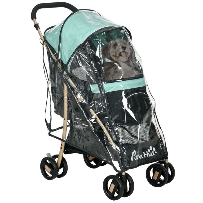 PawHut Pet Stroller for Small Dogs - Green, with Rain Cover