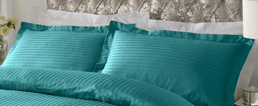 300 TC - 100% Cotton Sateen Stripe Pillowcase Pair Teal