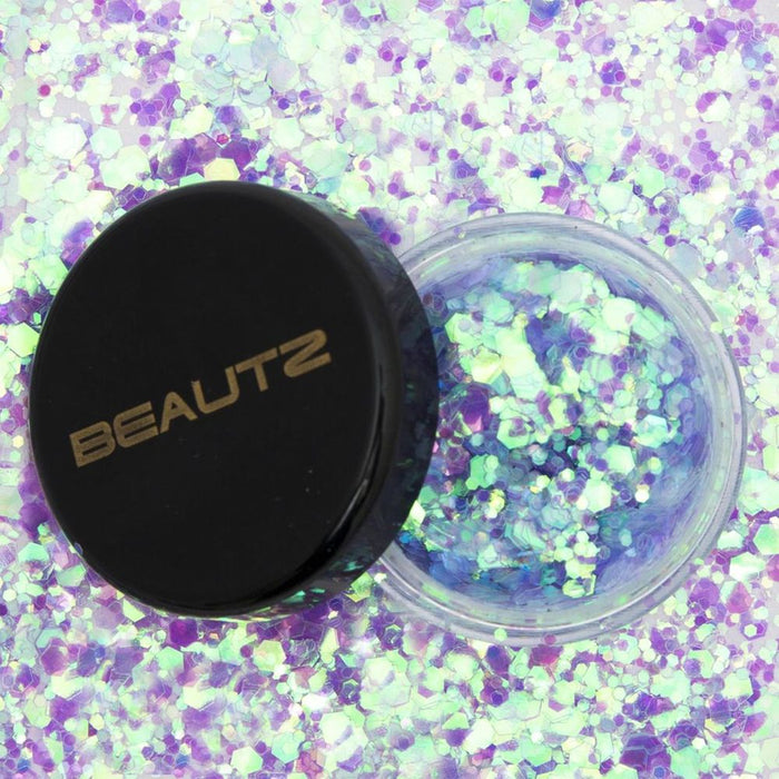 Beautz Chunky Glitter - 5 Varieties, 10ml pot, 5g, Cosmetic Glitter - Unicorn