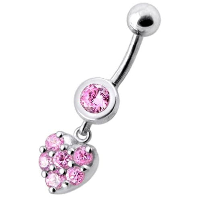 Fancy  Heart Dangling Navel Ring Body jewelry