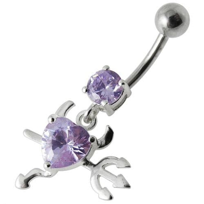 Jeweled Devil heart Dangling Belly Ring