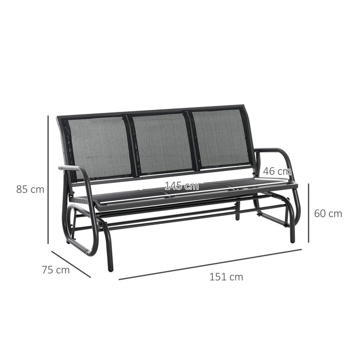 Outsunny 3-Seat Glider Rocking Chair - Metal Frame Patio Furniture