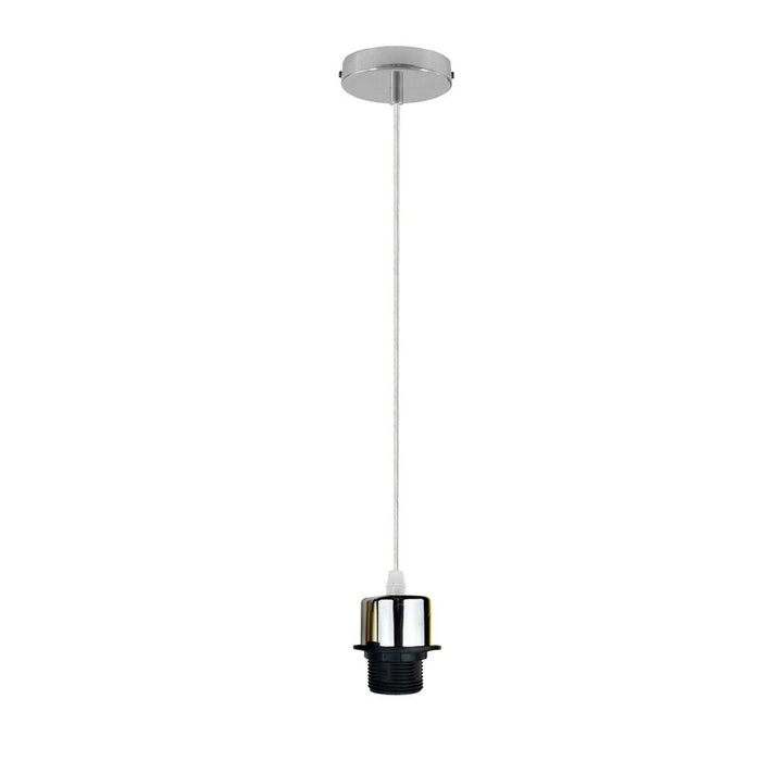 Industrial Chrome Pendant Light Fitting. E27 UK Holder Set. PVC Cable. Dimmable. Best Quality. Adds Lampshades.