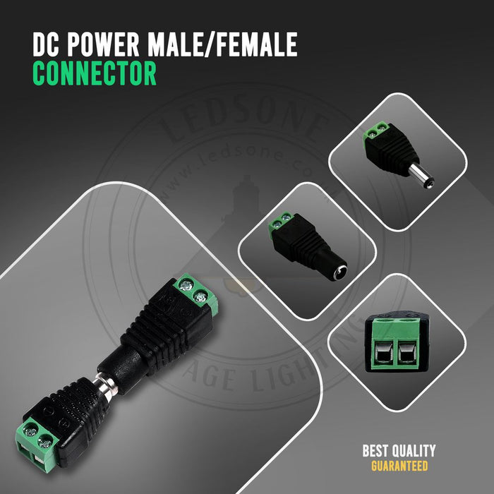 High-Quality Male DC Power Connector Plug for CCTV Camera LED Strip (Adapter Included)