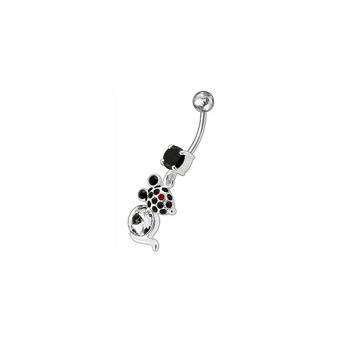 Jeweled Dangling Banana Bar Fancy Small Rat Belly Ring