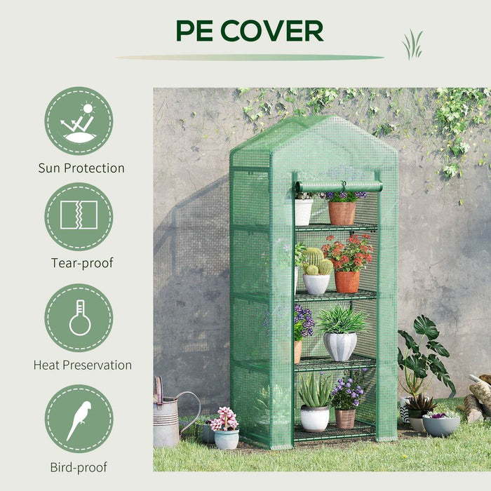 4-Tier Portable Greenhouse: Protect & Grow Plants, Steel Frame w/ PE Cover, Outsunny