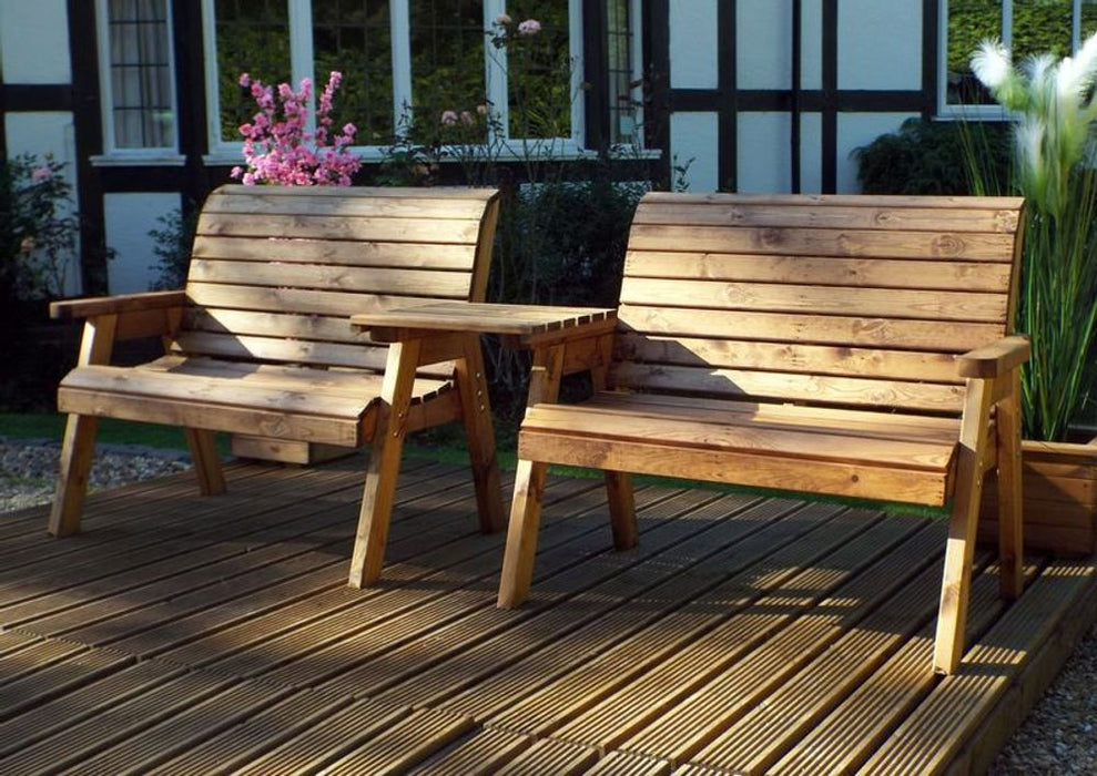 Twin Bench Set Straight - Charles Taylor, Classic English Design, Hand-finished in Britain, Sustainably Sourced Wood