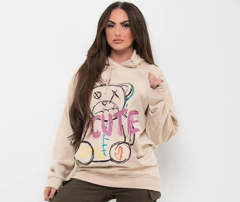 Ladies Oversized Hoodie With Cute Print