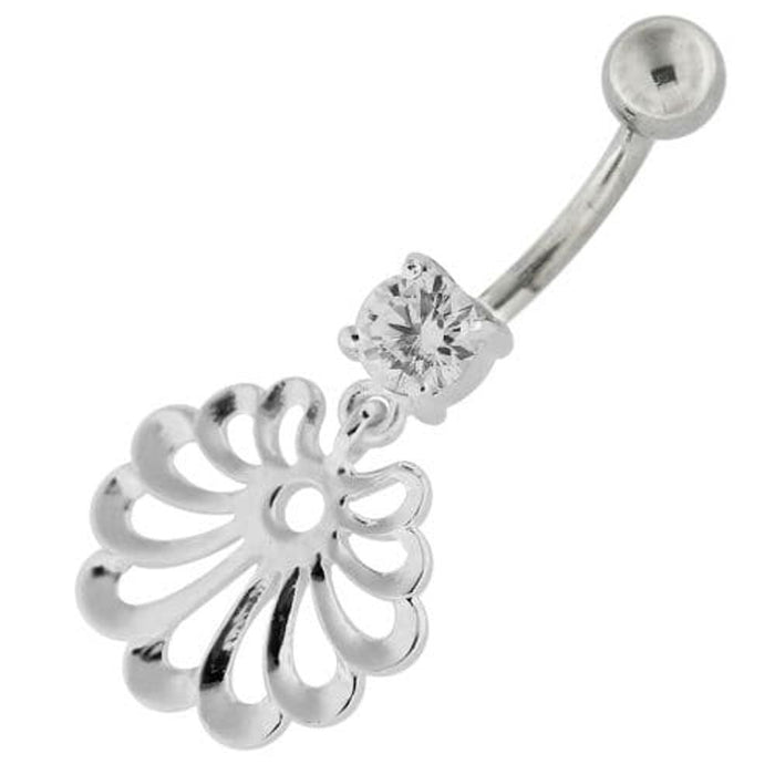 Fancy Jeweled Dangling Single Stone Belly Ring