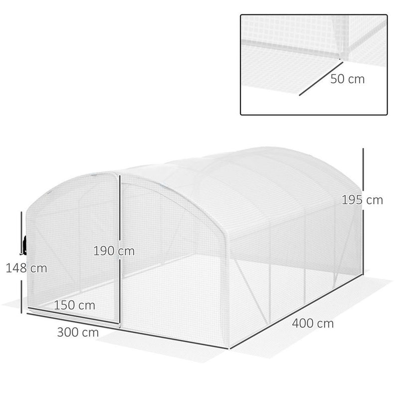 Premium Outsunny Polytunnel Greenhouse: 4x3x2m, UV-Resistant PE Cover, Door